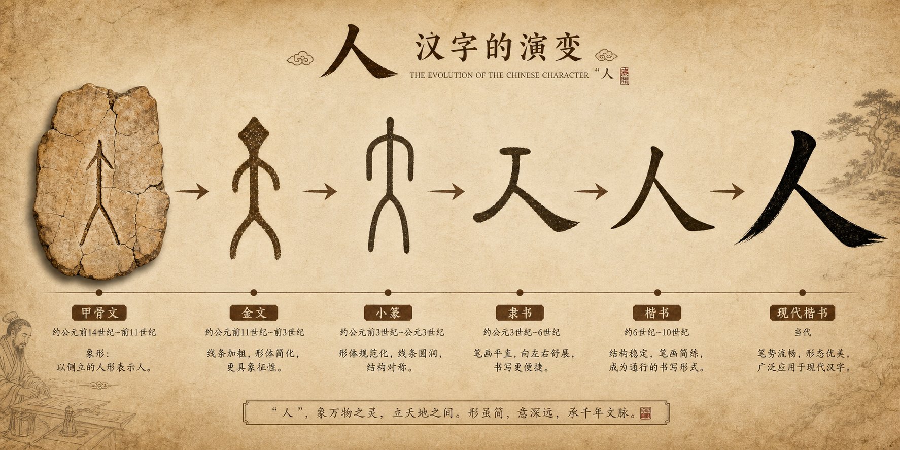 evolution of the summer character from ancient oracle bone pictograph to modern form