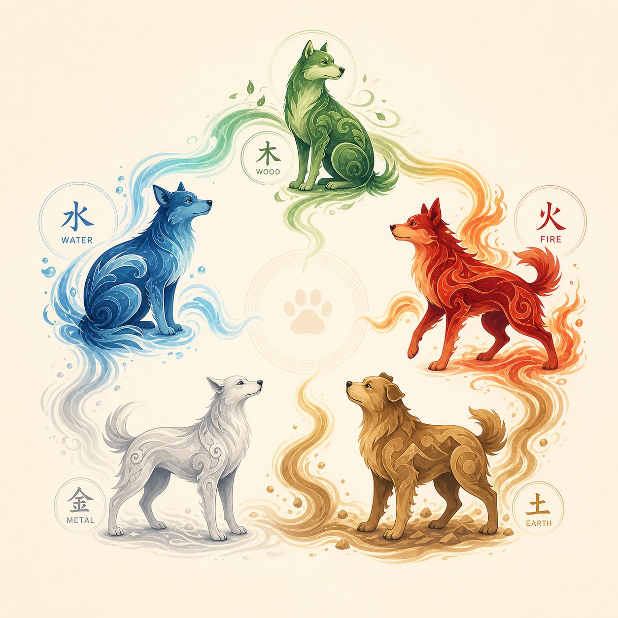 five elemental variations of the dog zodiac each carry unique character avoidance rules