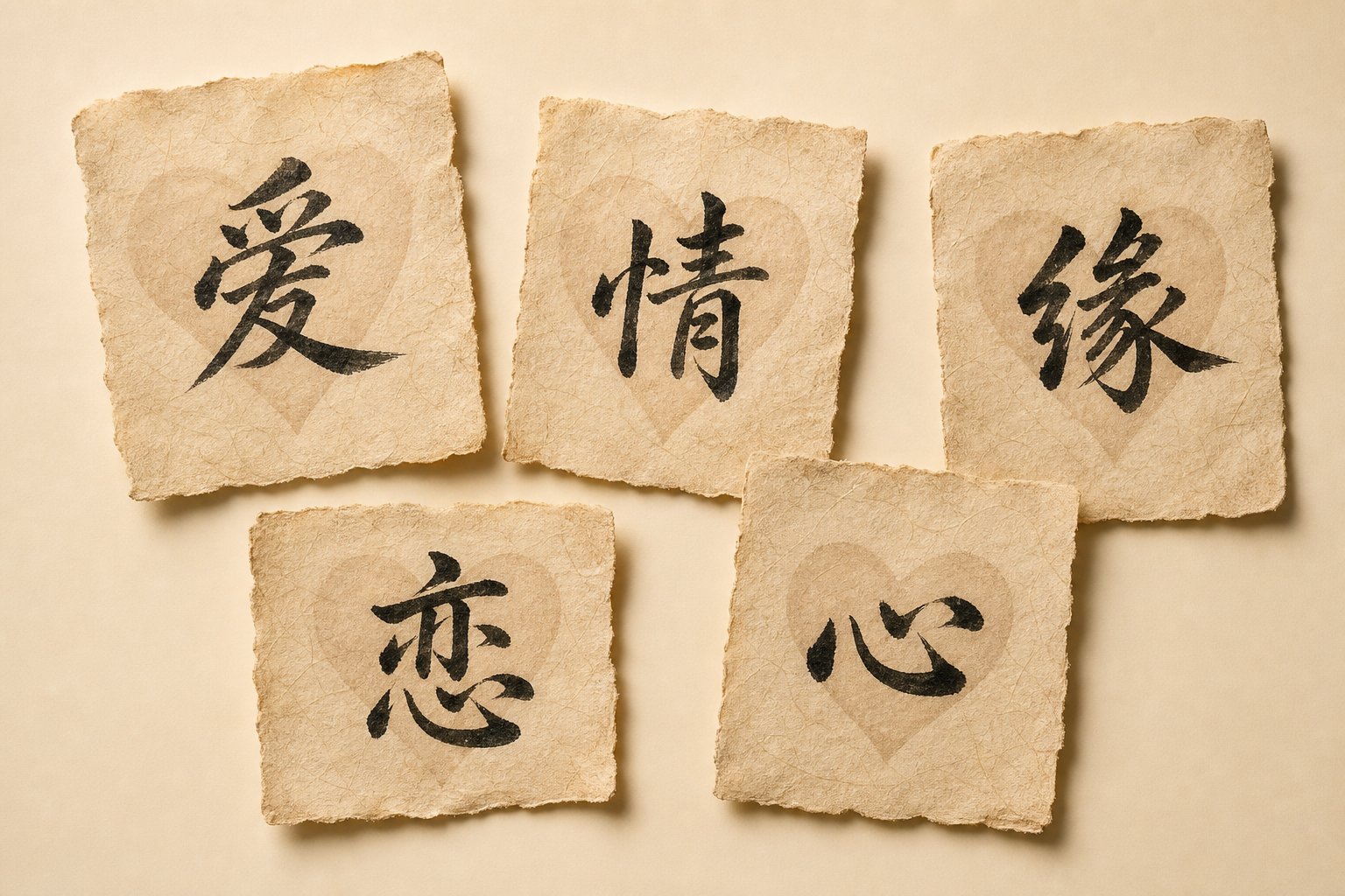 five key chinese characters expressing different shades of love from universal affection to tender compassion