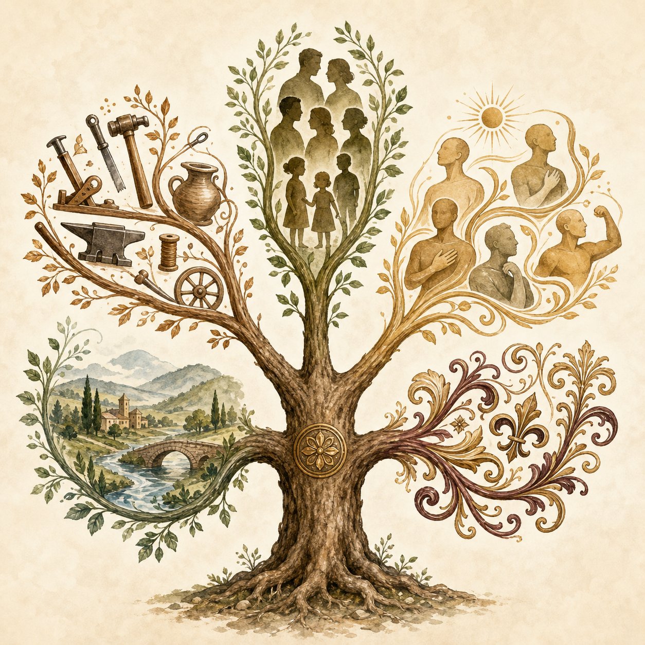 five major surname types trace back to lineage labor location description and decoration