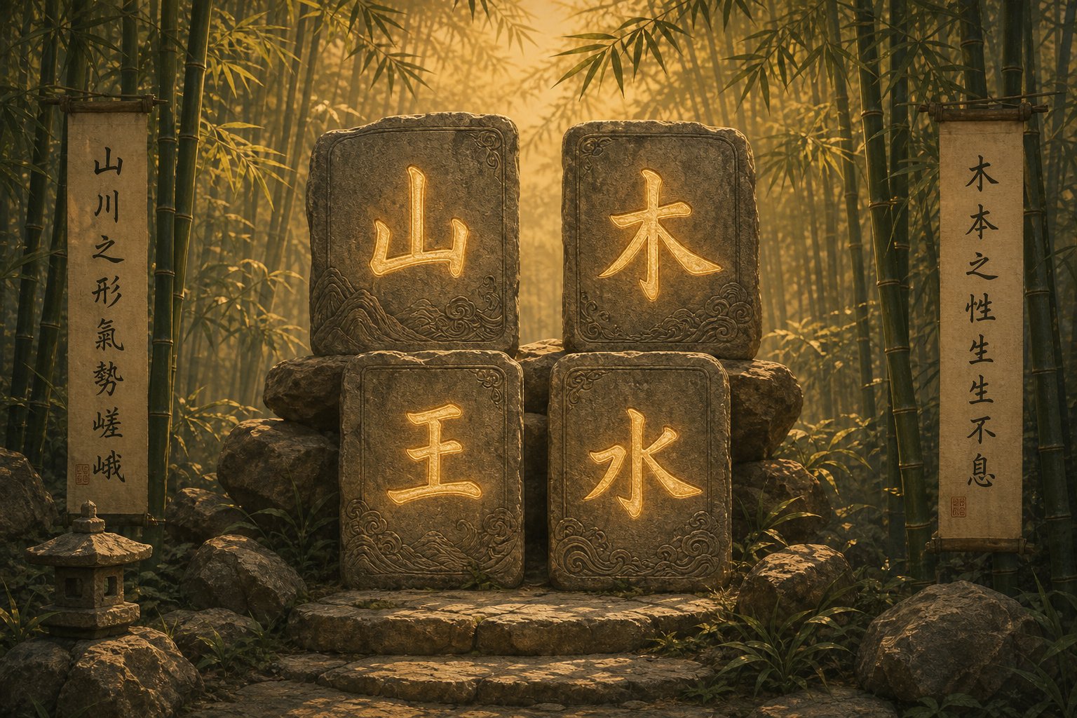 four key radicals form the foundation of tiger year character selection mountain wood king and water