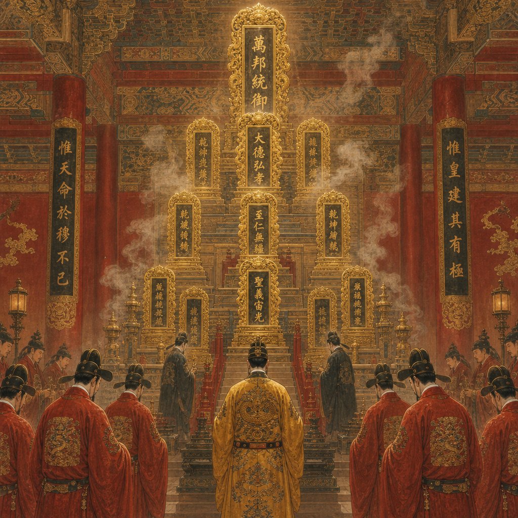 imperial tablets symbolizing the escalating honorific titles bestowed upon confucius across chinese dynasties