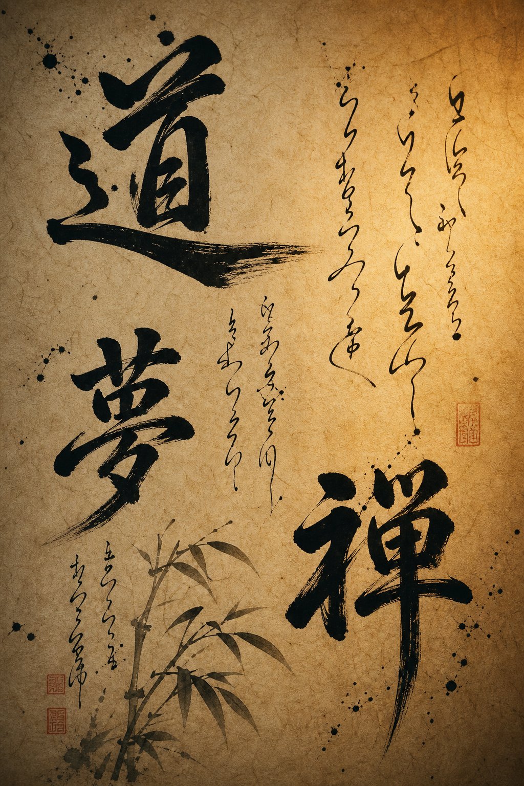 japanese kanji characters shown in different brush styles illustrating how each symbol carries unique meaning