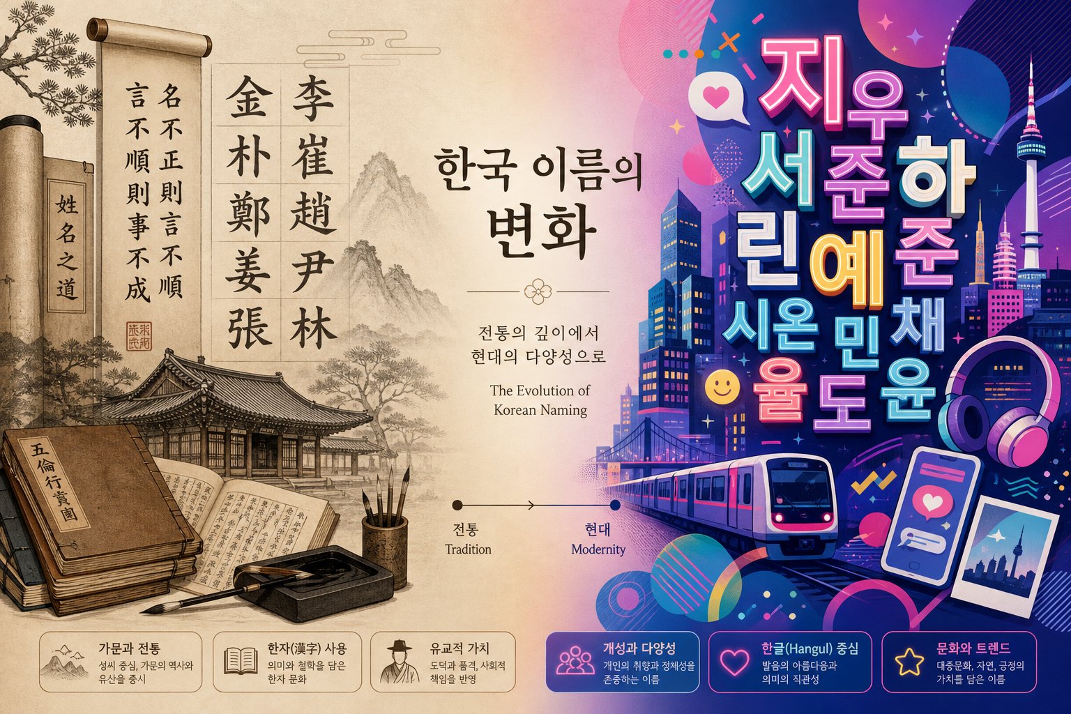 korean naming has evolved from traditional hanja roots to modern pure korean and pop culture influences