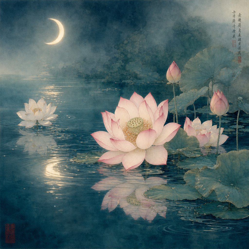 lotus blossoms and moonlight reflecting themes of grace beauty and inner strength in chinese girl names