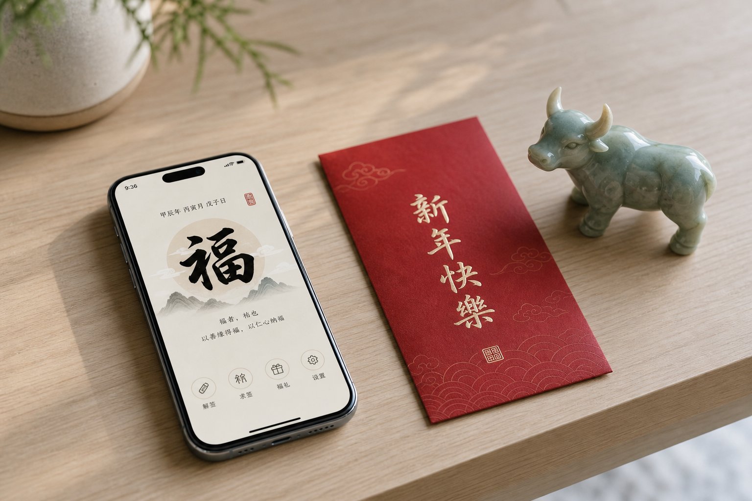 modern digital tools alongside traditional red envelopes show how ox year character selection bridges heritage and contemporary life