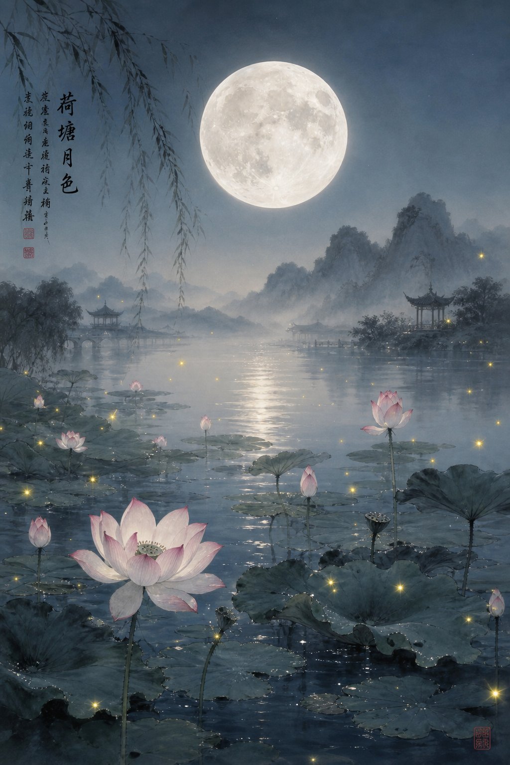 moonlight over a lotus pond capturing the poetic themes of chinese flower and moon names