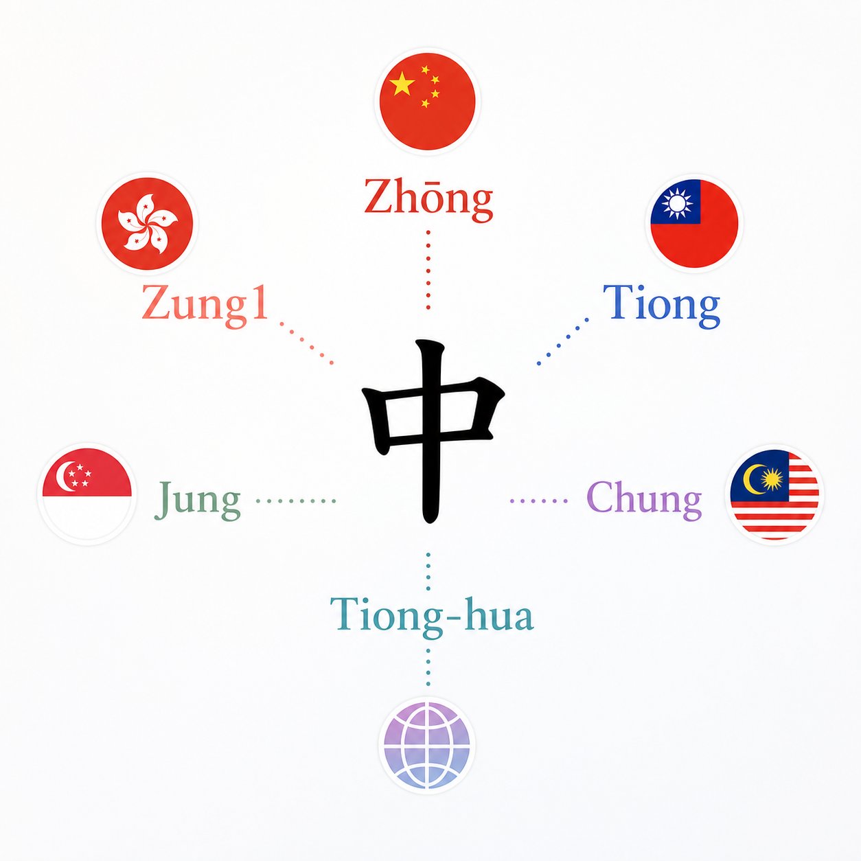 one chinese character can produce five or more english spellings depending on dialect and regional romanization system