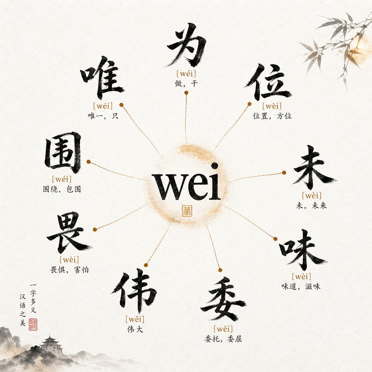 one pinyin syllable branching into multiple chinese characters visualizing the homophone challenge in name identification