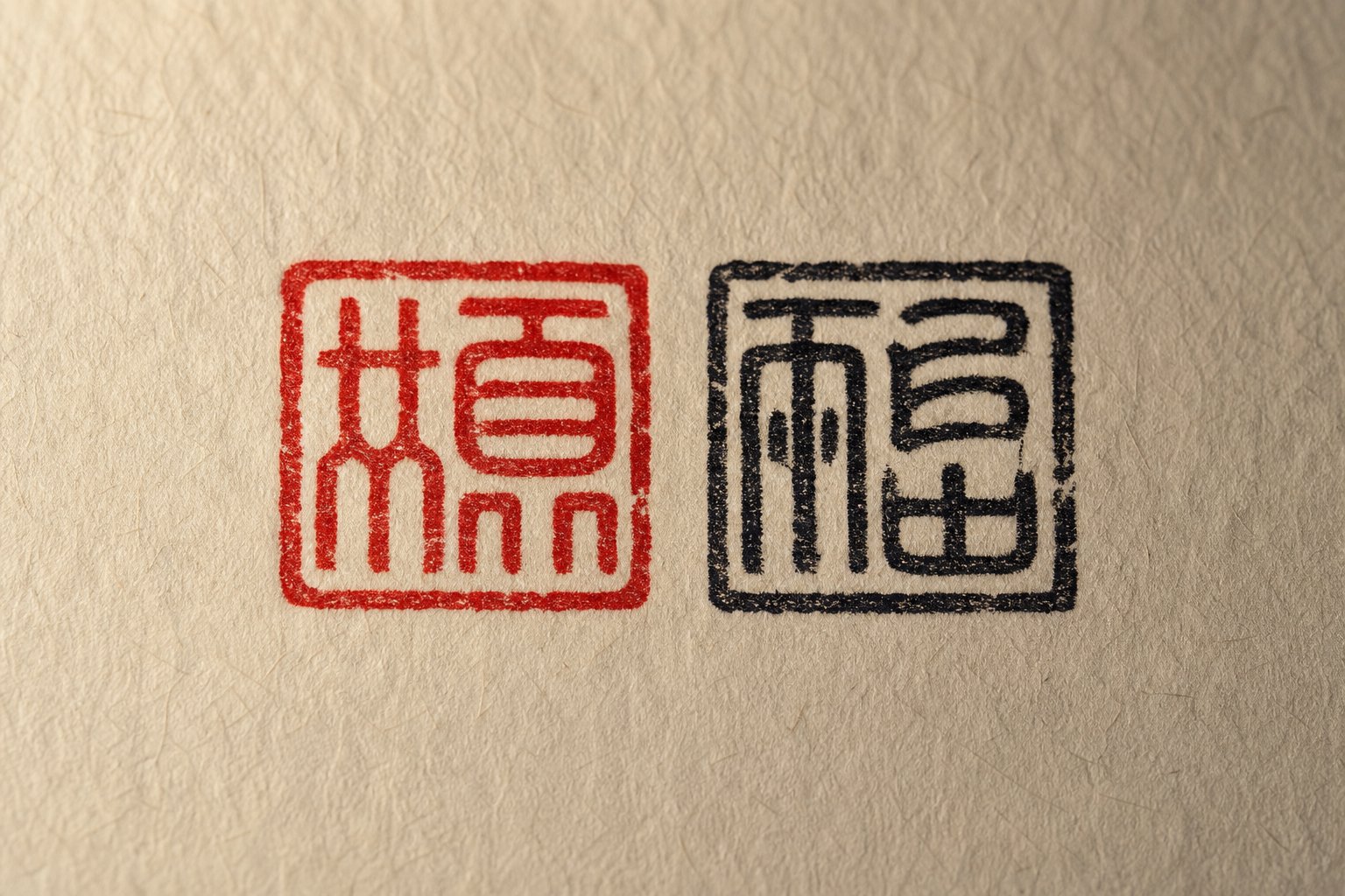 paired chinese seal stamps illustrating the art of combining characters into balanced names