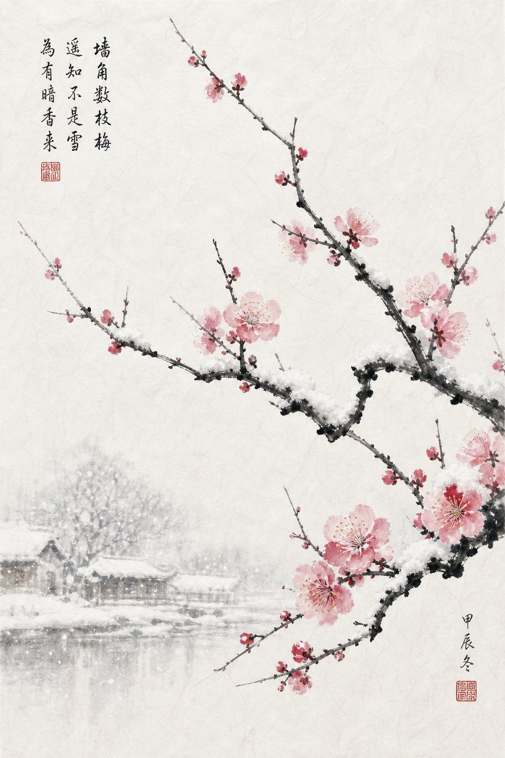 plum blossoms blooming in snow a classic symbol of resilience and beauty in chinese culture
