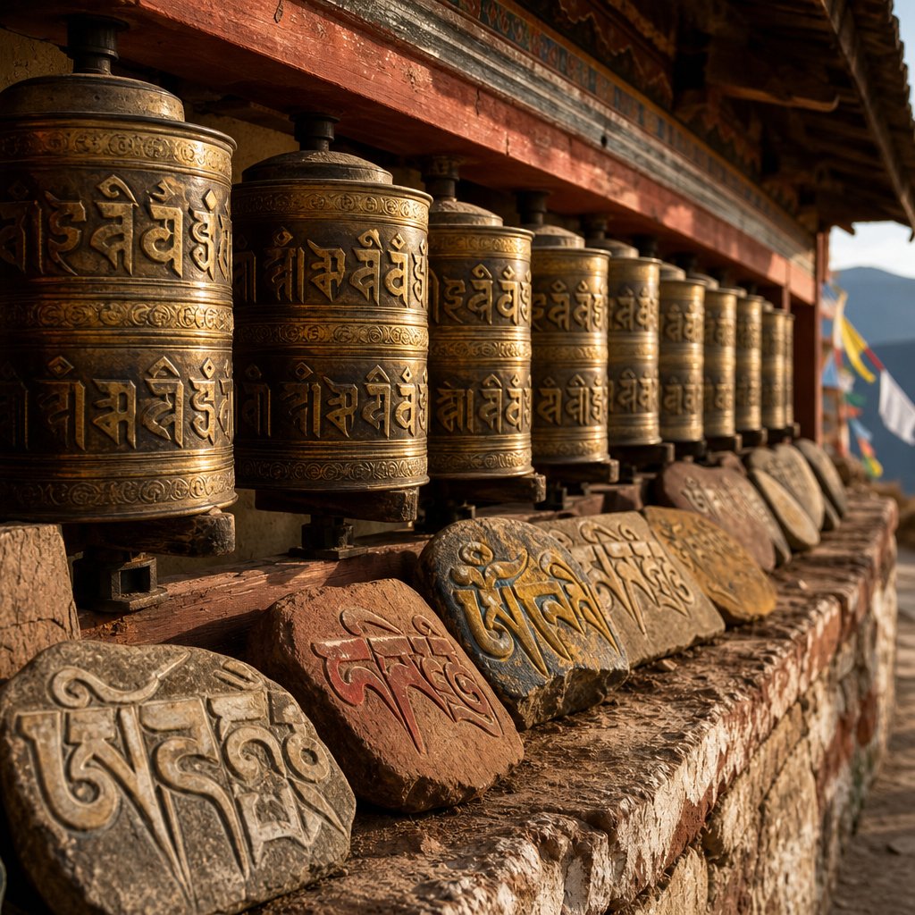sacred tibetan syllables carved in stone reflect the buddhist spiritual origins behind common tibetan name elements