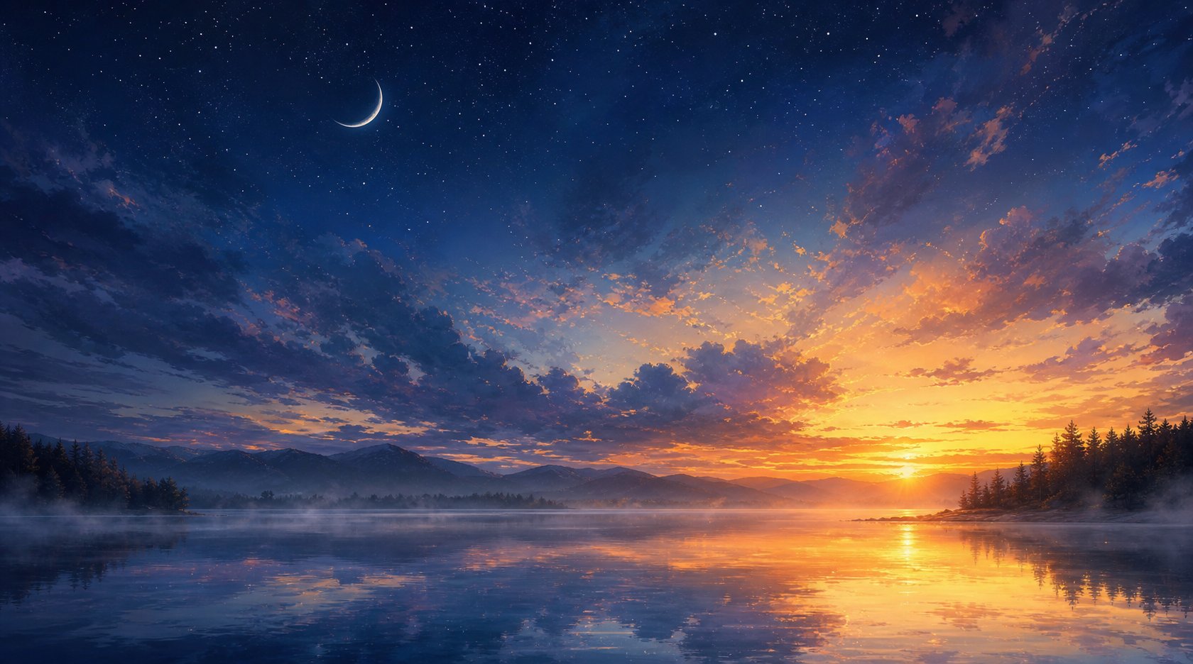 sky at the boundary of night and dawn reflecting the universal beauty of gender neutral celestial names
