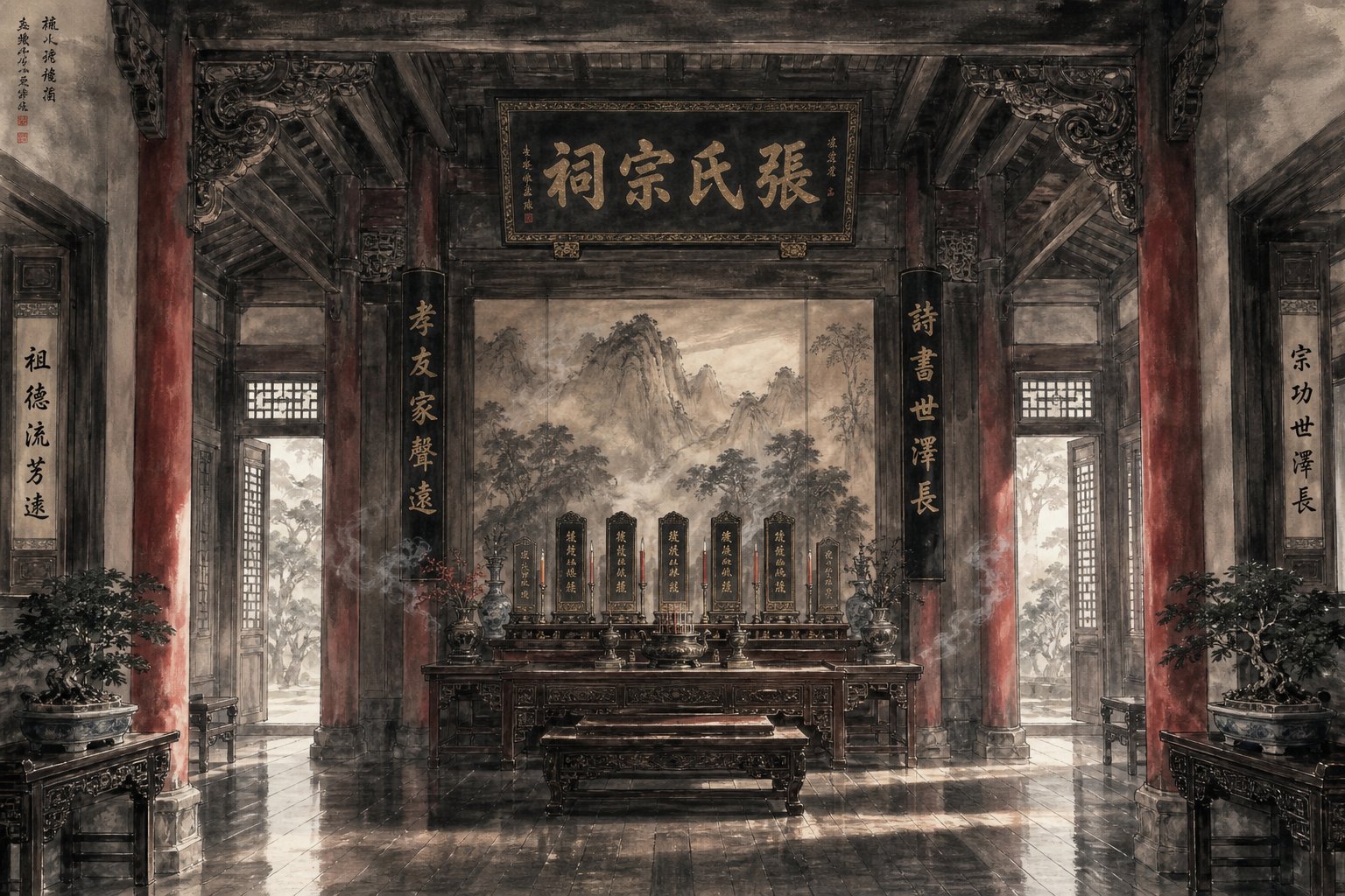 the ancestral hall (祠堂) served as the physical center of clan identity and the origin of the 堂 cousin prefix