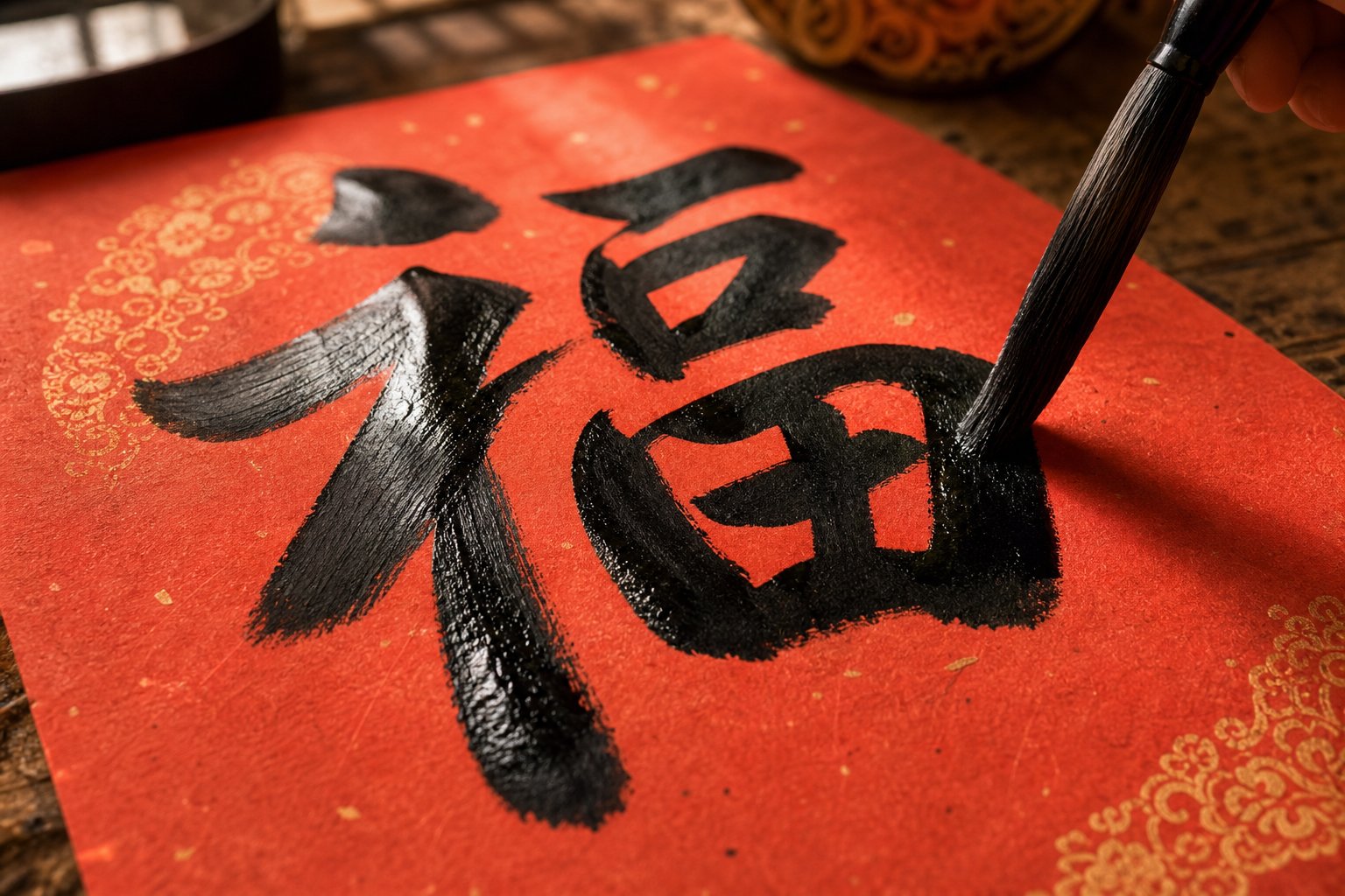 the character fu written in traditional calligraphy represents holistic blessing energy for pig zodiac natives