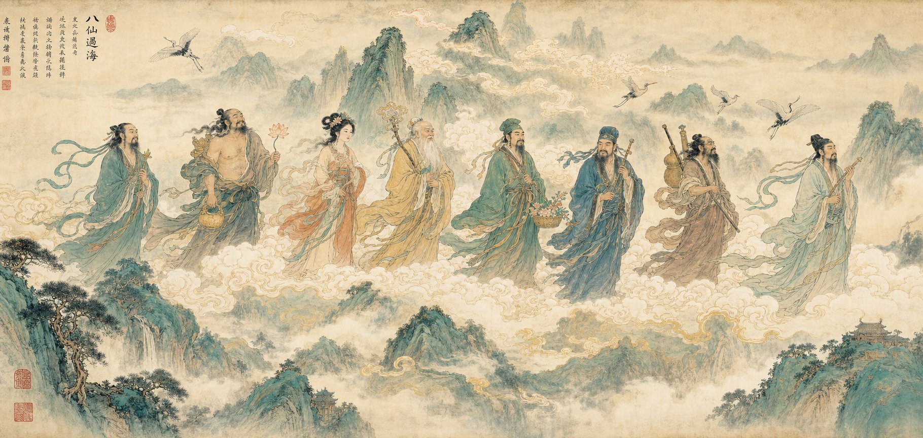 the eight immortals of taoist tradition each carry names encoding spiritual principles from detachment to transformation