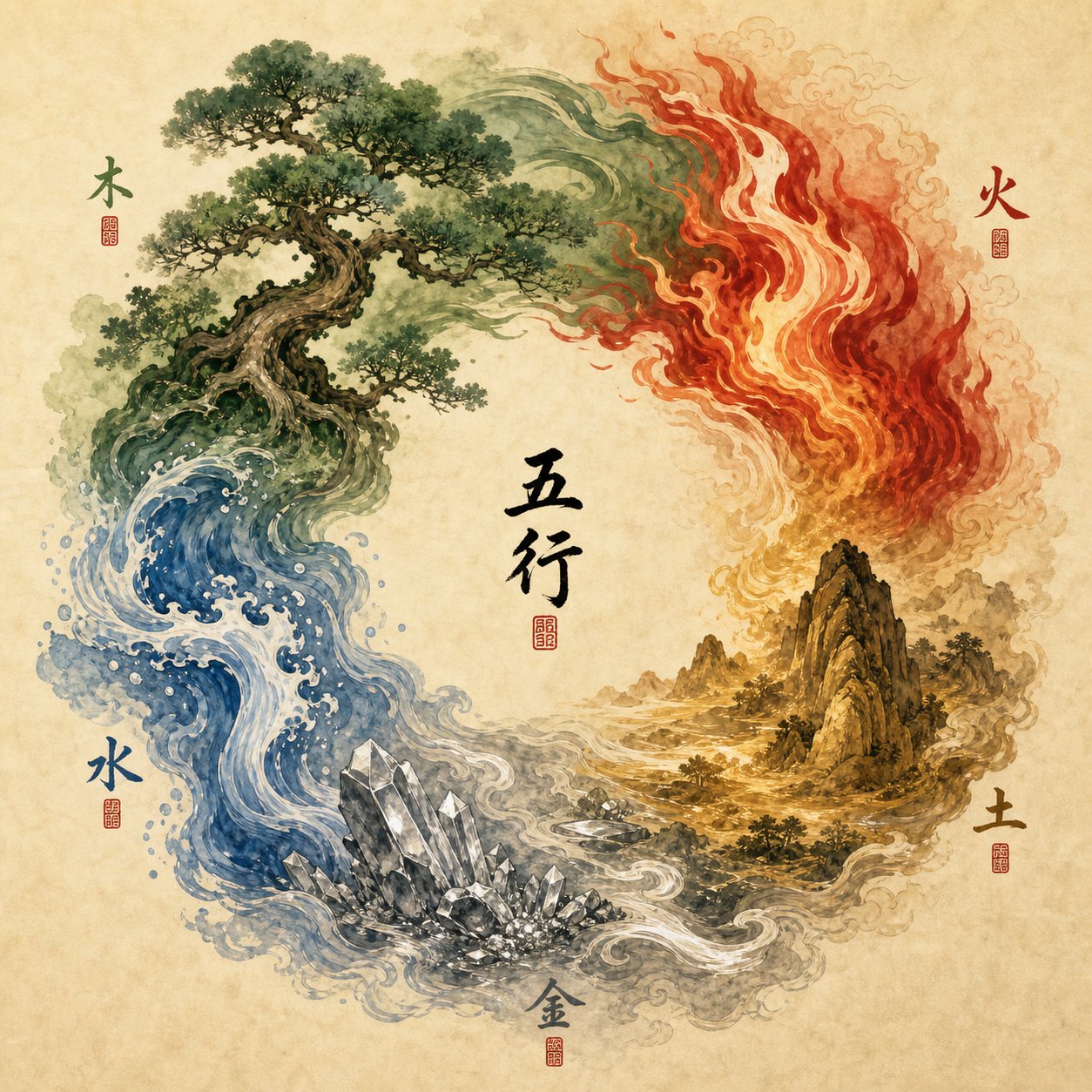 the five elements cycle forms the foundation for matching name characters to a person's birth chart needs