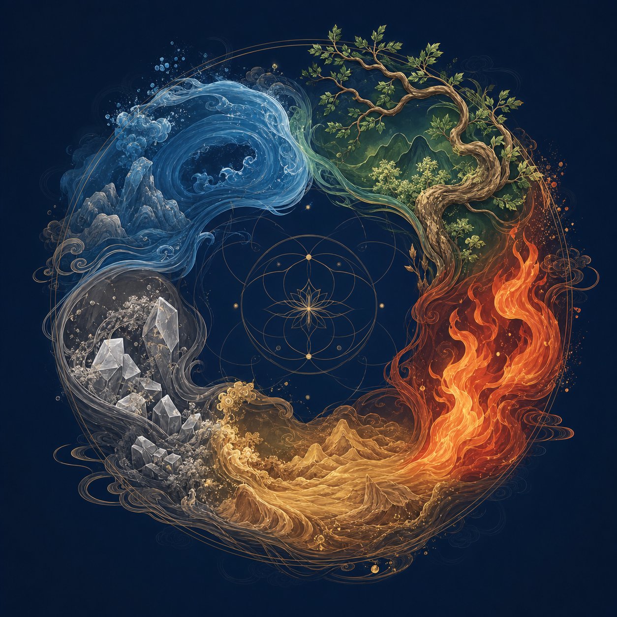 the five elements cycle in chinese cosmology showing how water wood fire earth and metal interact to guide baby naming decisions