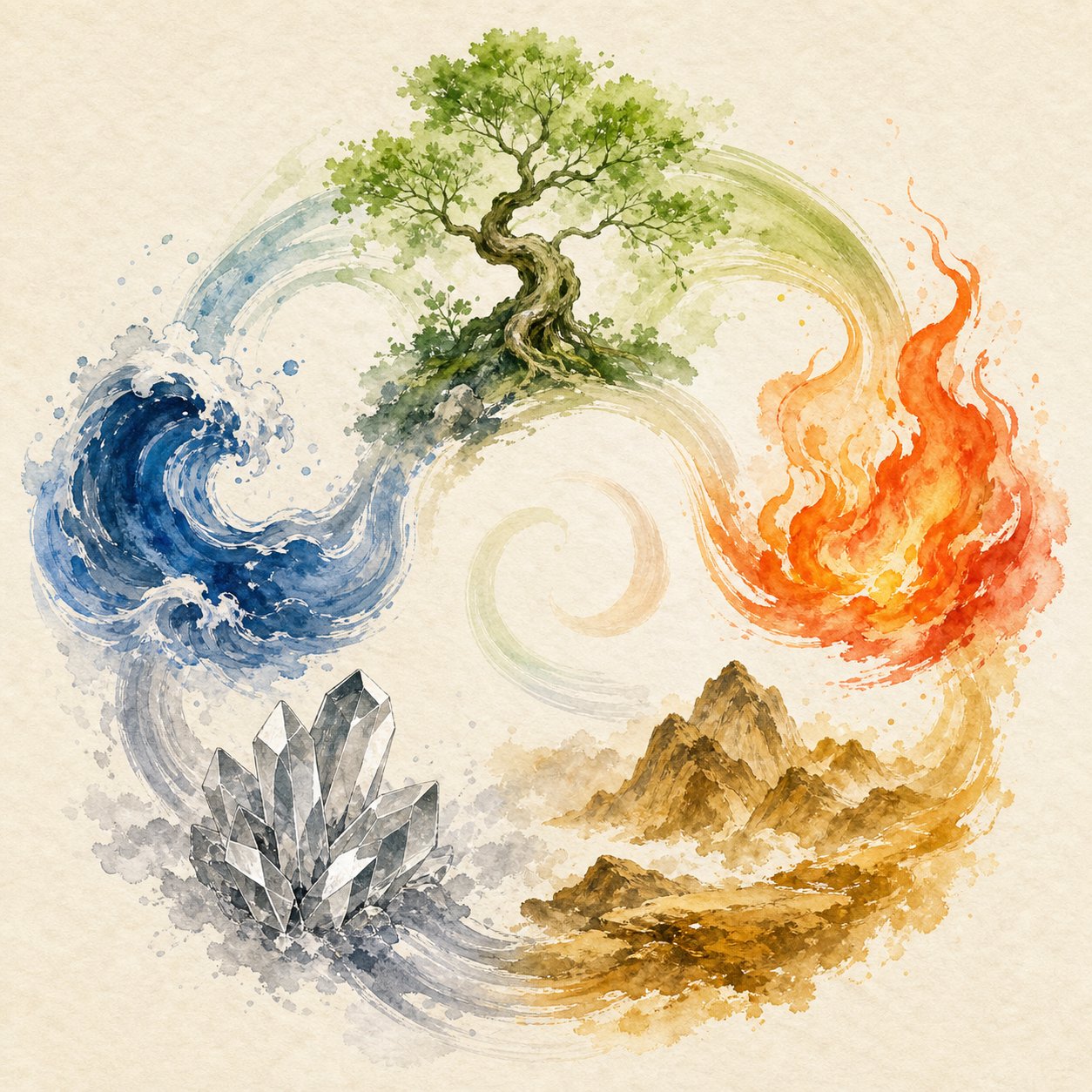 the five elements cycle showing how wood fire earth metal and water flow and interact in chinese naming philosophy