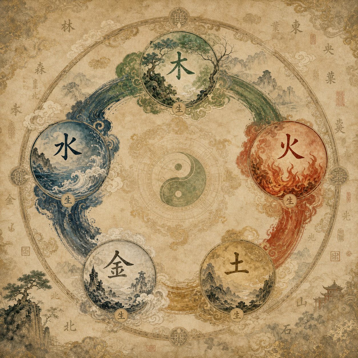 the five elements cycle that guided cosmological name selection in traditional chinese families