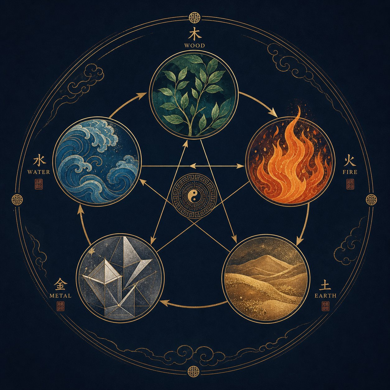 the five elements cycle used in traditional chinese naming to balance a child's character choices