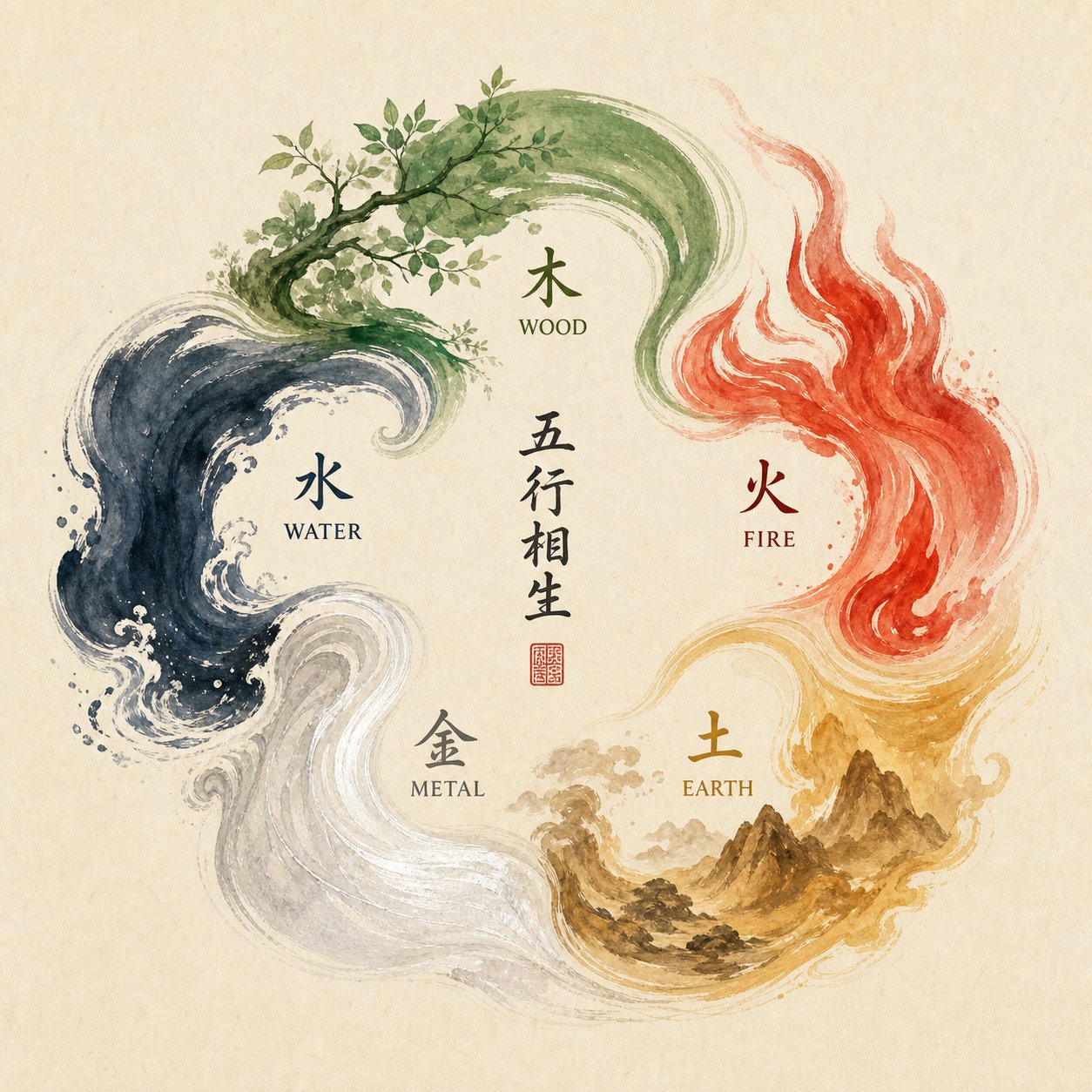 the five elements cycle used in traditional chinese naming to balance a child's energetic chart