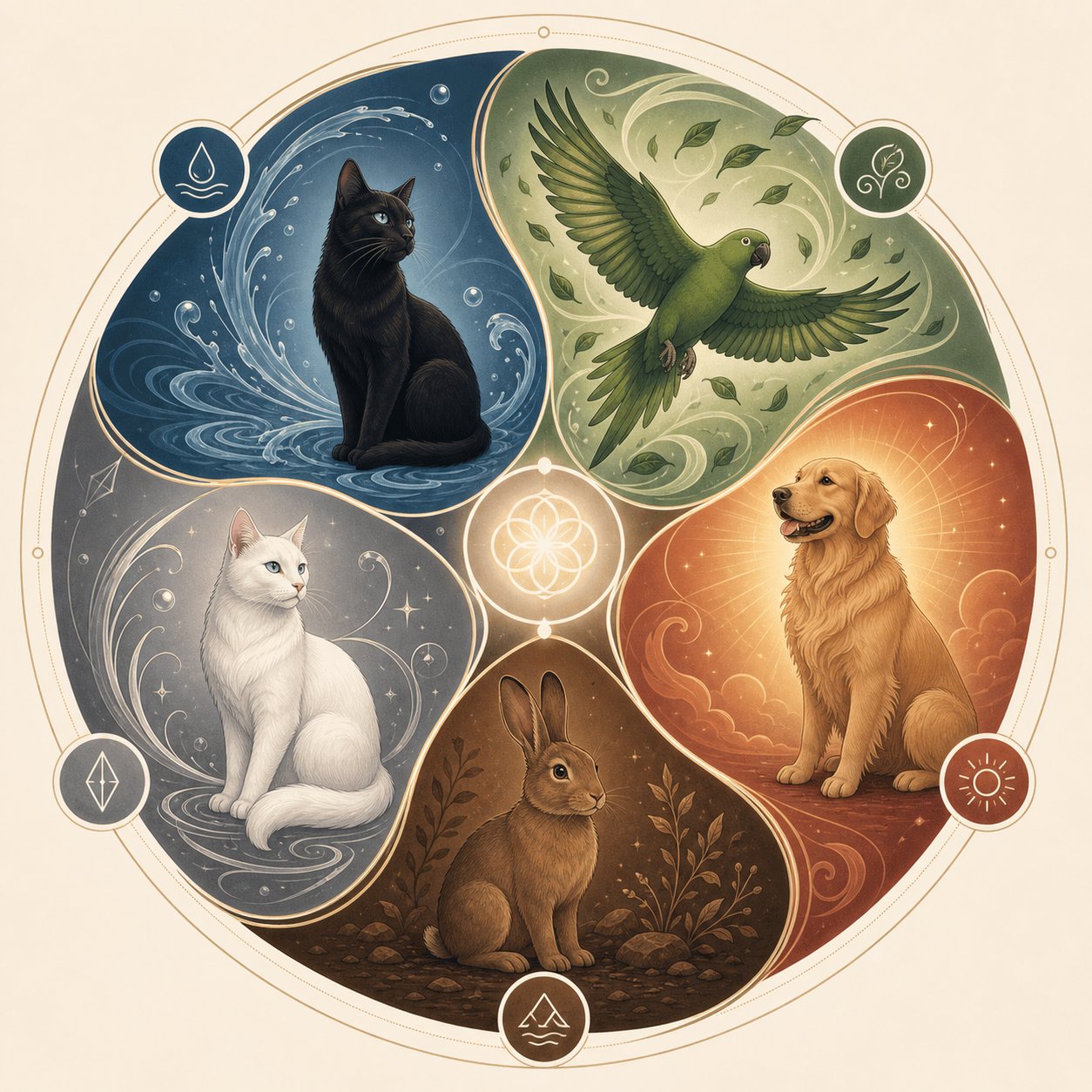 the five elements each correspond to distinct pet temperaments and naming energies