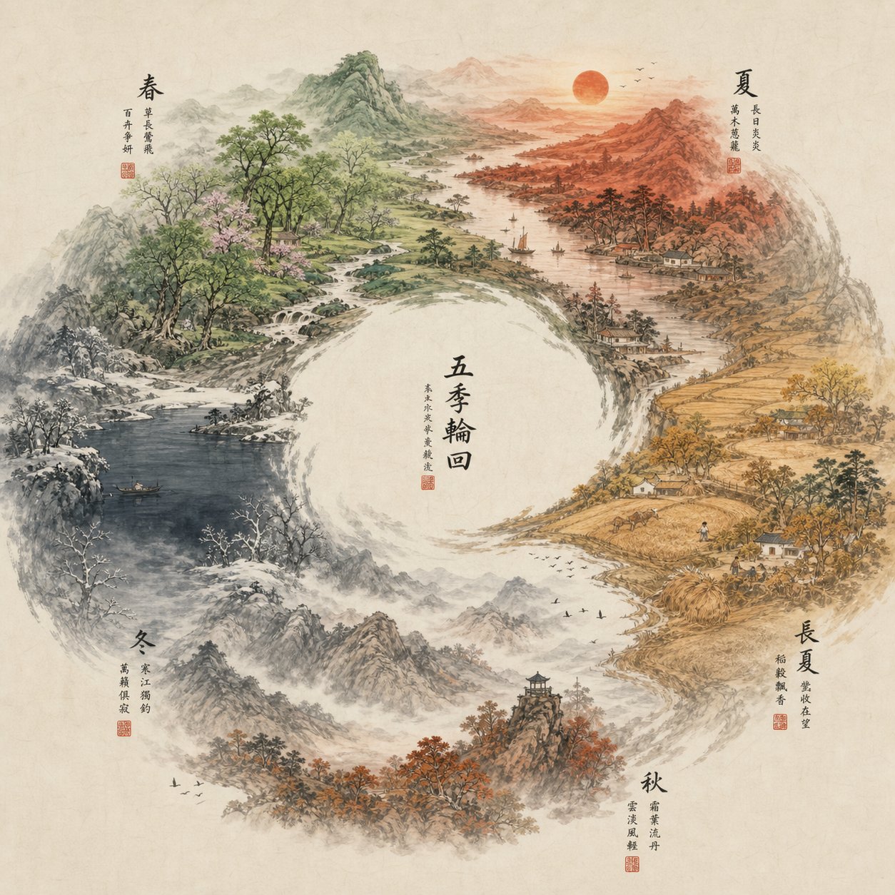 the five elements mapped to their seasonal correspondences showing how nature mirrors the generation cycle