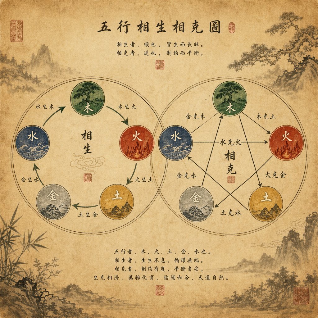 the generating and overcoming cycles that guide strategic character selection in five element naming