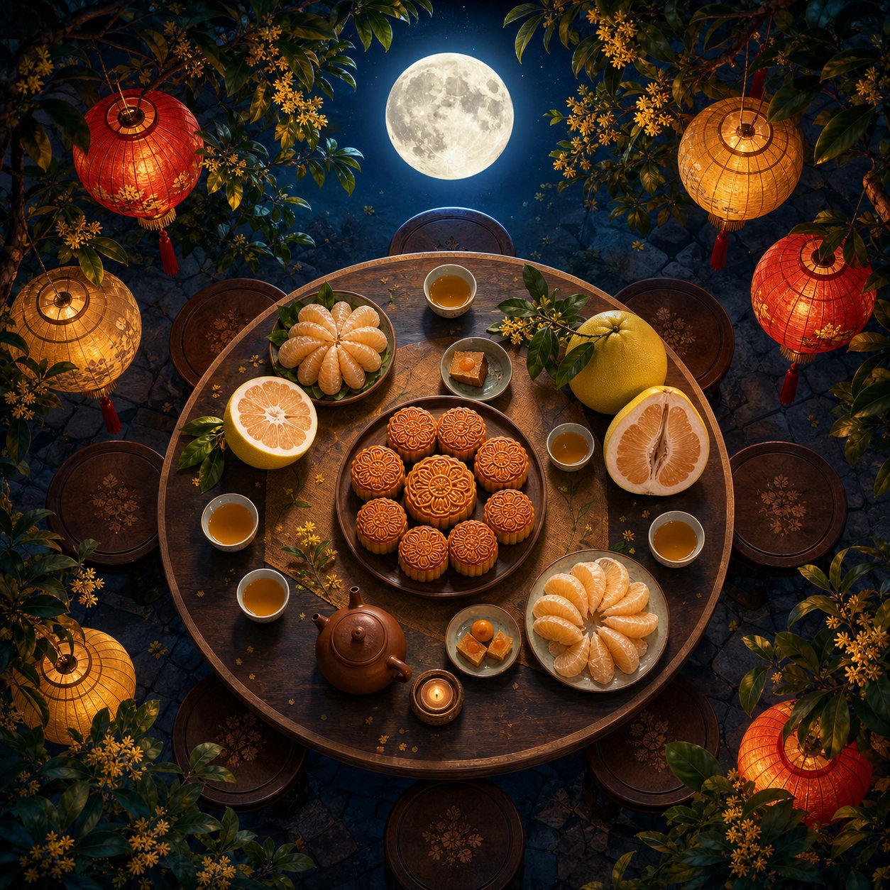 the mid autumn festival celebrates family reunion under the full moon with mooncakes and lanterns