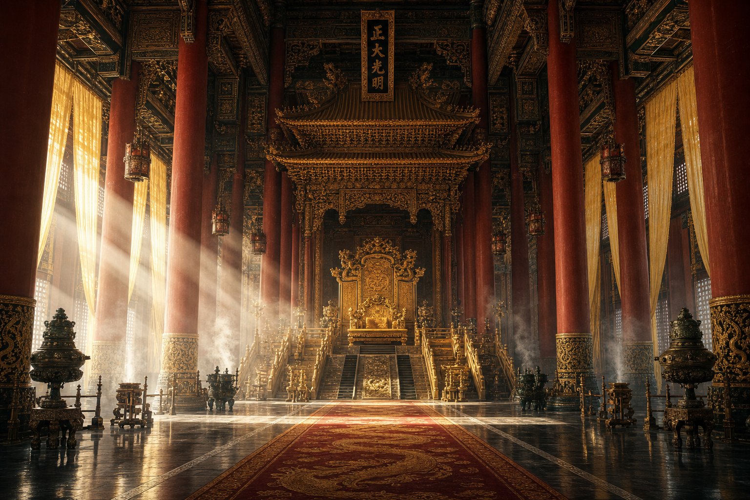 the ming dynasty throne room represents the era when the zhu surname became synonymous with imperial rule over china