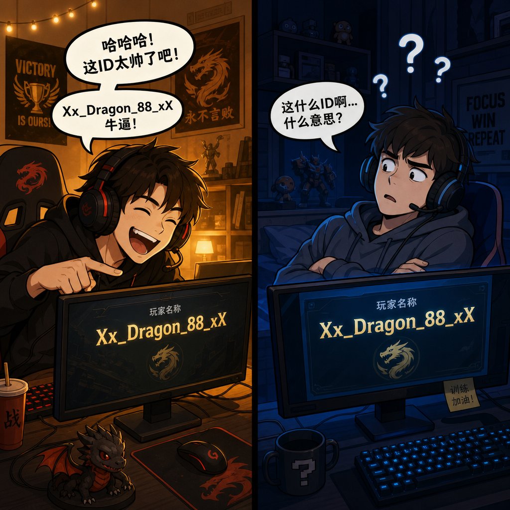 the same gamer tag can trigger laughter or confusion depending on which language your brain processes first