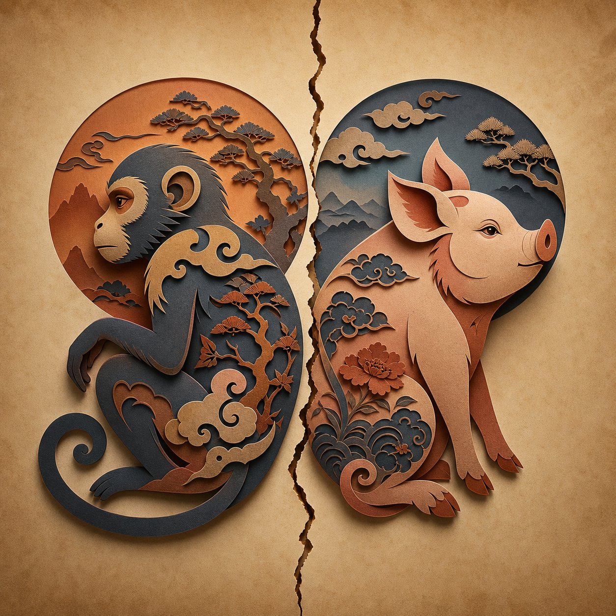 the six harms relationship between monkey and pig represents hidden sabotage energy in naming