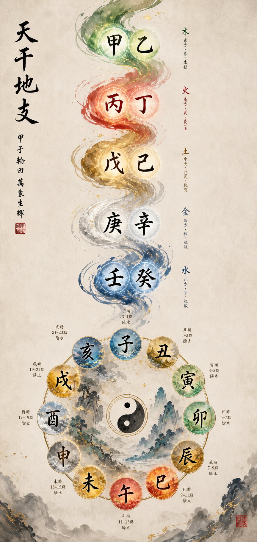 the ten heavenly stems and twelve earthly branches each carry specific elemental associations that form the basis of birth chart reading