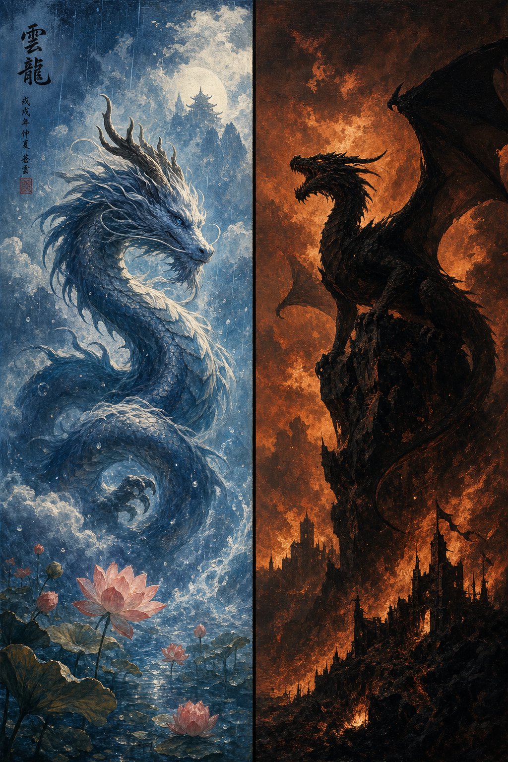 the translation gap between 龙 and dragon reveals two opposing cultural concepts forced into a single english word