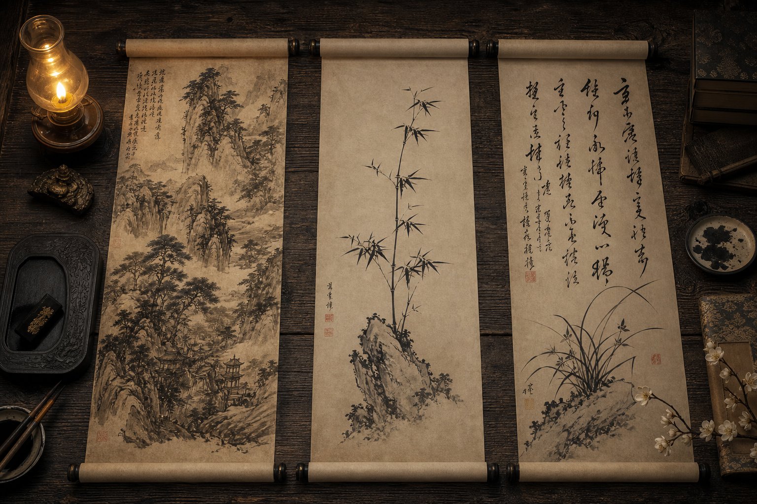 three distinct naming philosophies from legendary wuxia authors reflected in contrasting calligraphic styles