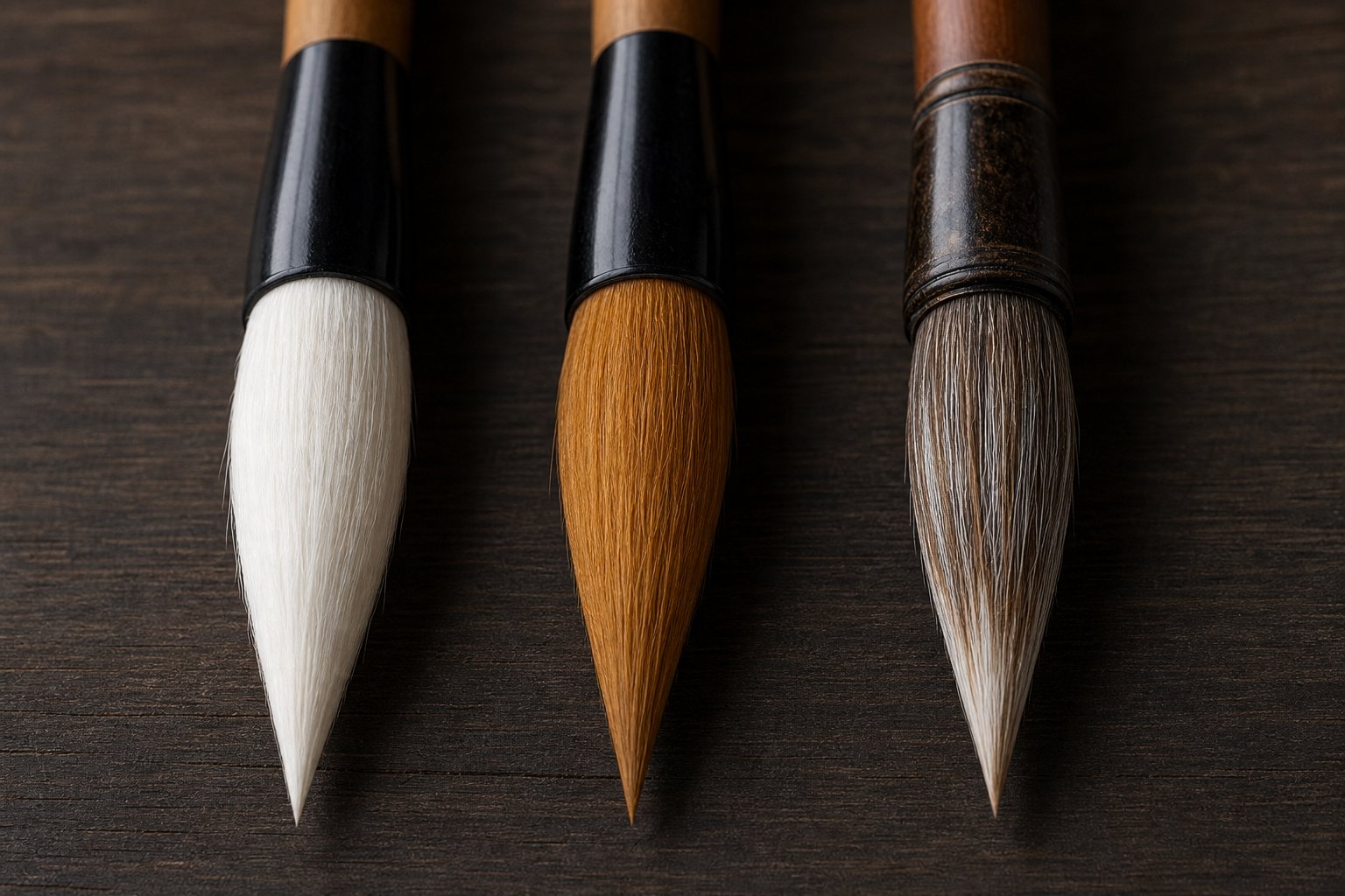 three main chinese calligraphy brush types goat hair weasel hair and mixed hair each with distinct bristle characteristics