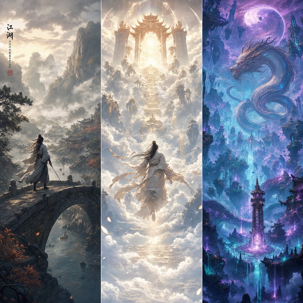 three subgenres of chinese fantasy each carry distinct visual and linguistic identities in their naming conventions