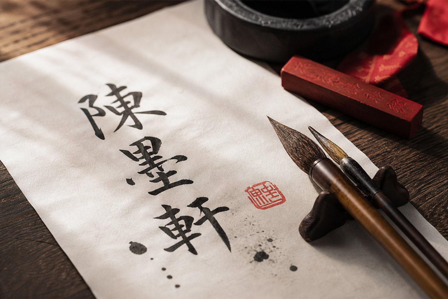 traditional calligraphy tools used in the careful art of composing harmonious chinese names for ox year babies