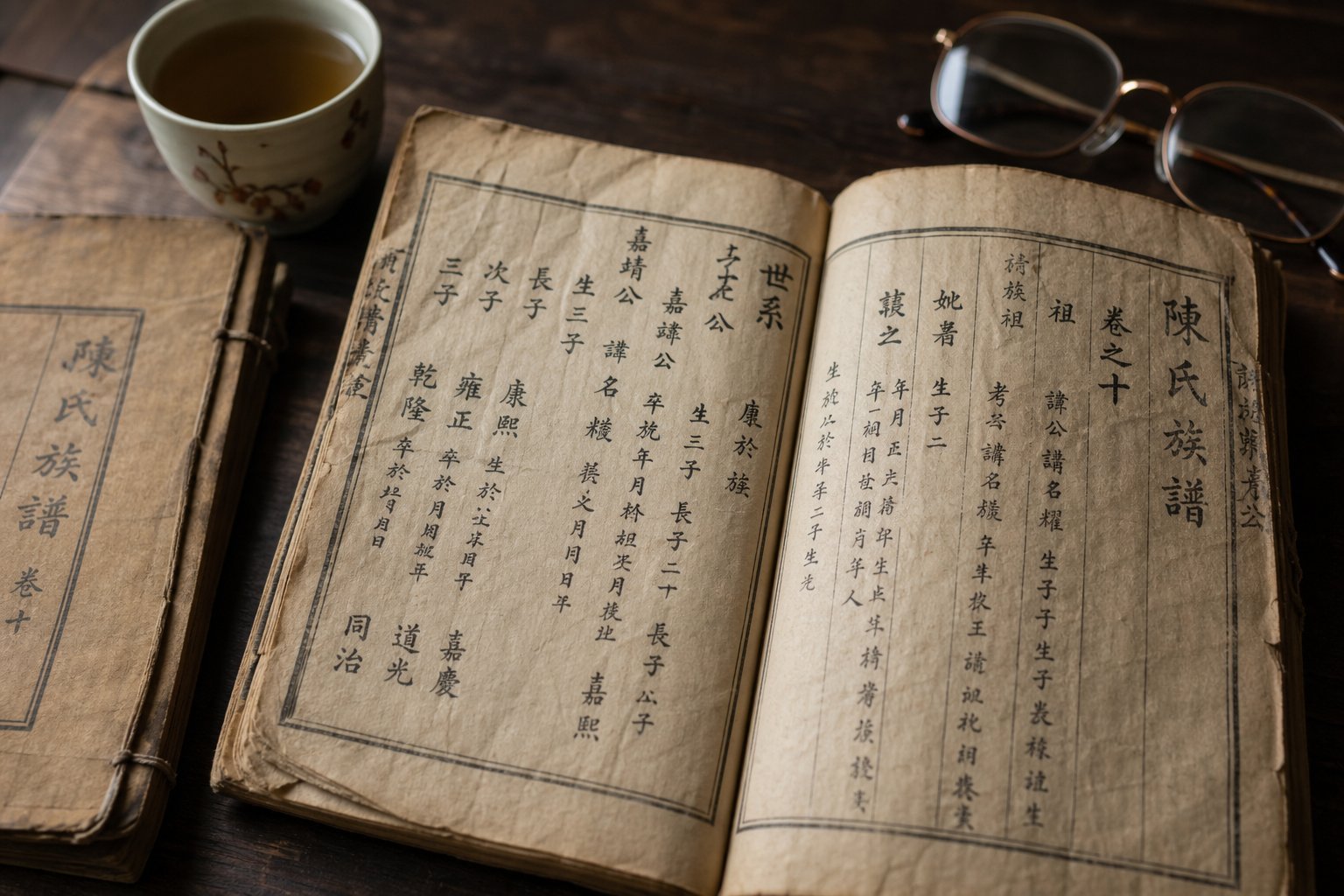 traditional chinese clan genealogy books (zupu) containing generations of family records that connect modern descendants to their ancestral lineages