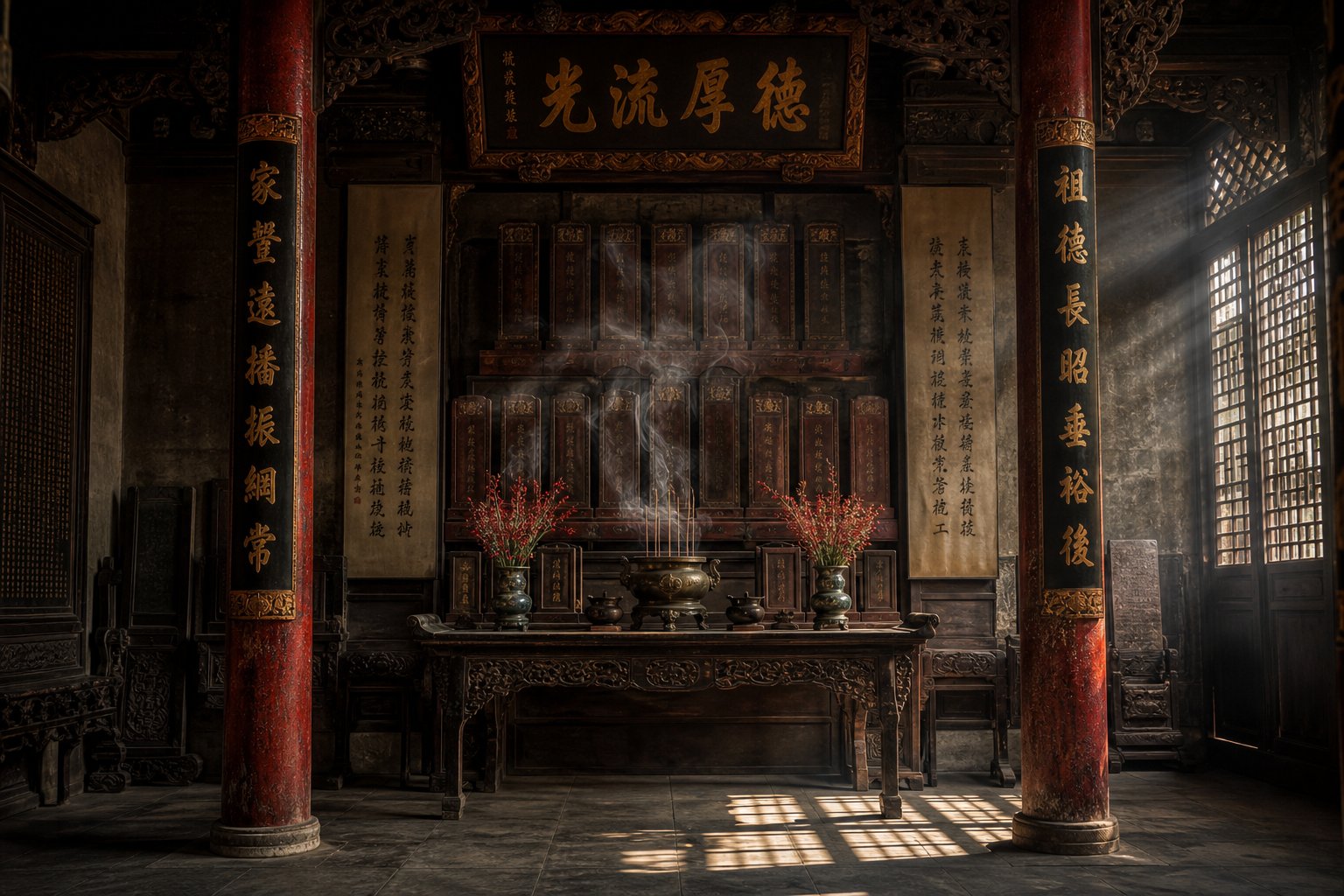 traditional guo clan ancestral hall where commandery names and lineage records are preserved