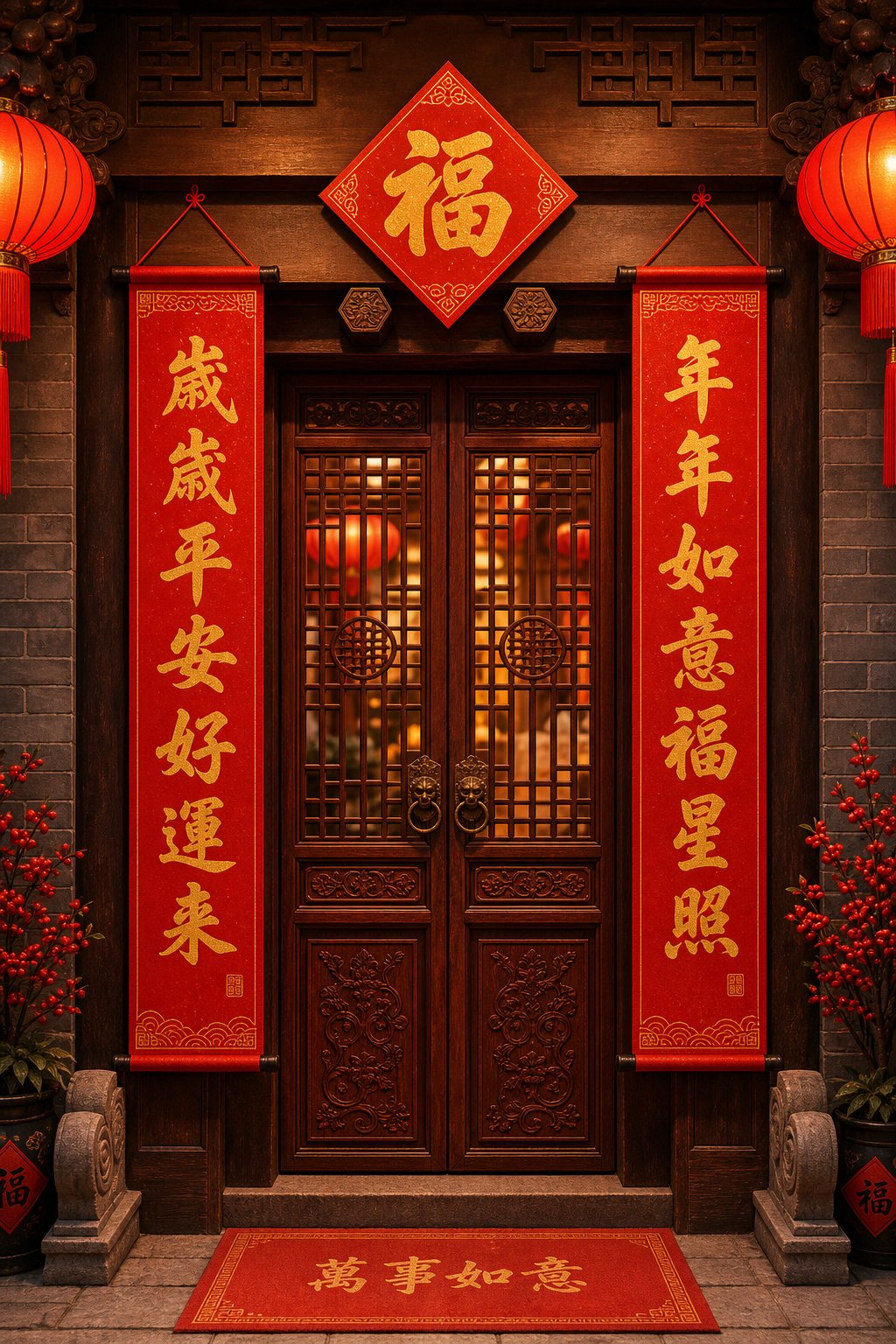 traditional spring festival couplets featuring auspicious character pairs for dog year celebrations