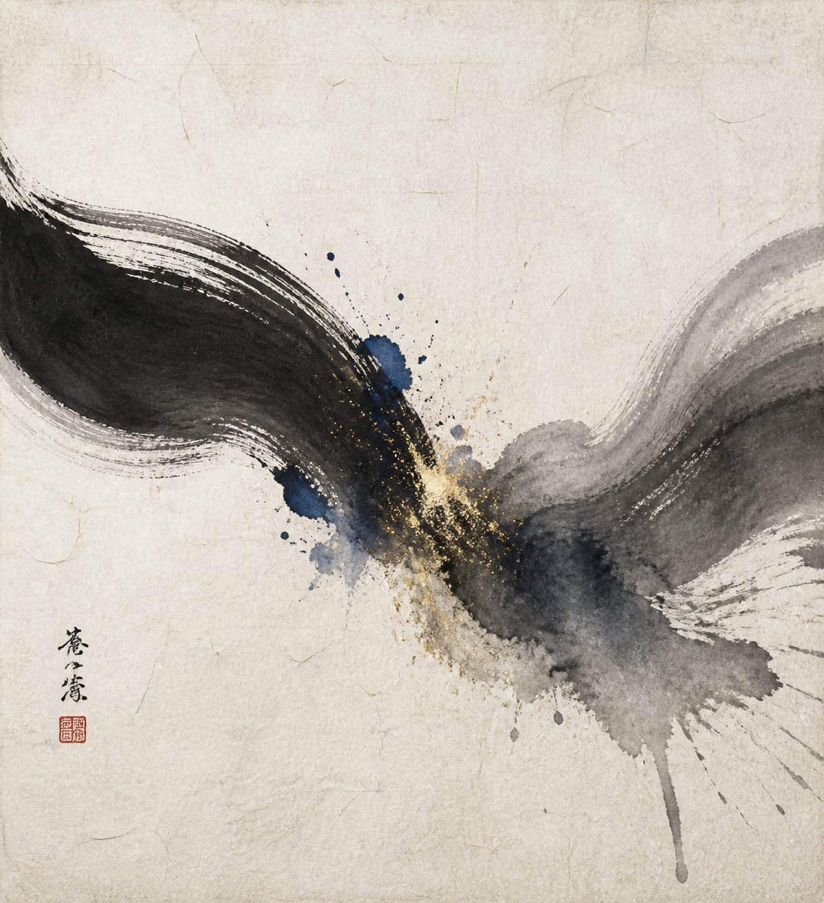two brushstrokes merging into one unified form representing how character pairing creates new meaning in chinese names