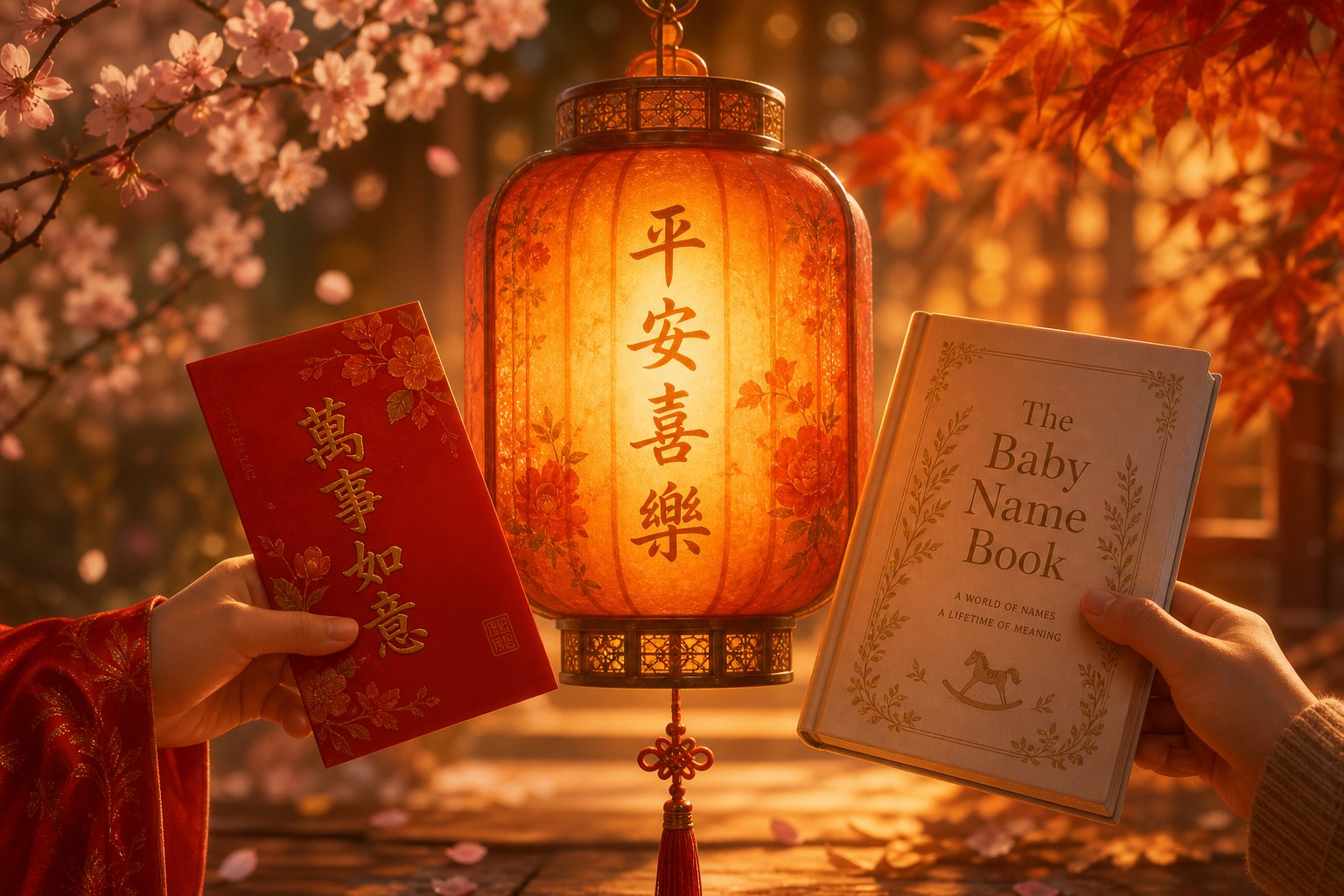two family traditions reaching toward a shared light representing bicultural heritage in naming