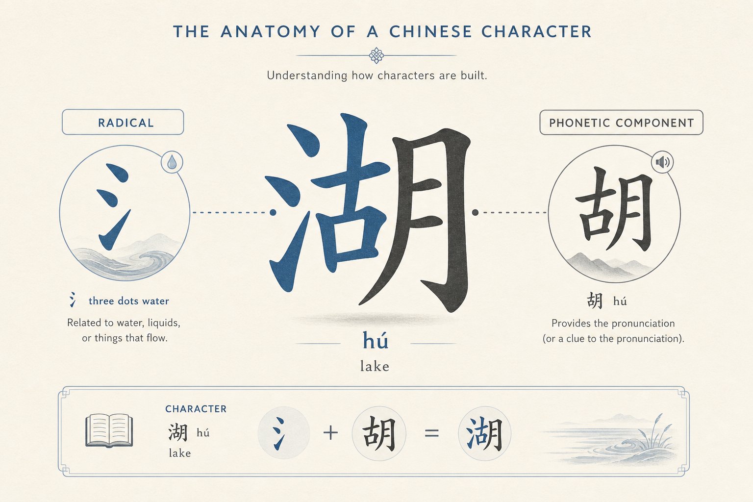 visual breakdown of how chinese characters split into radicals and phonetic components