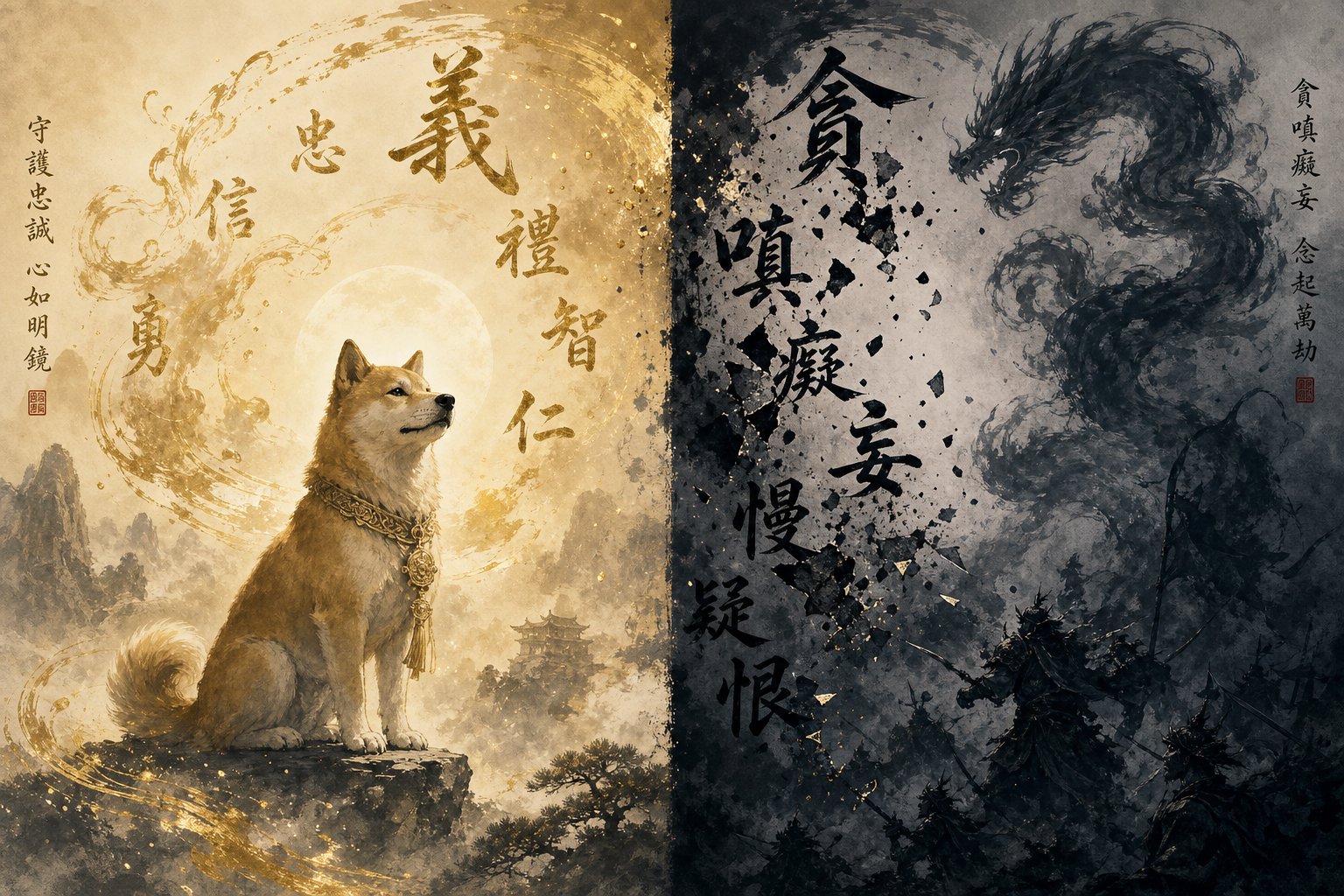 visual contrast between auspicious and inauspicious characters for dog zodiac energy alignment