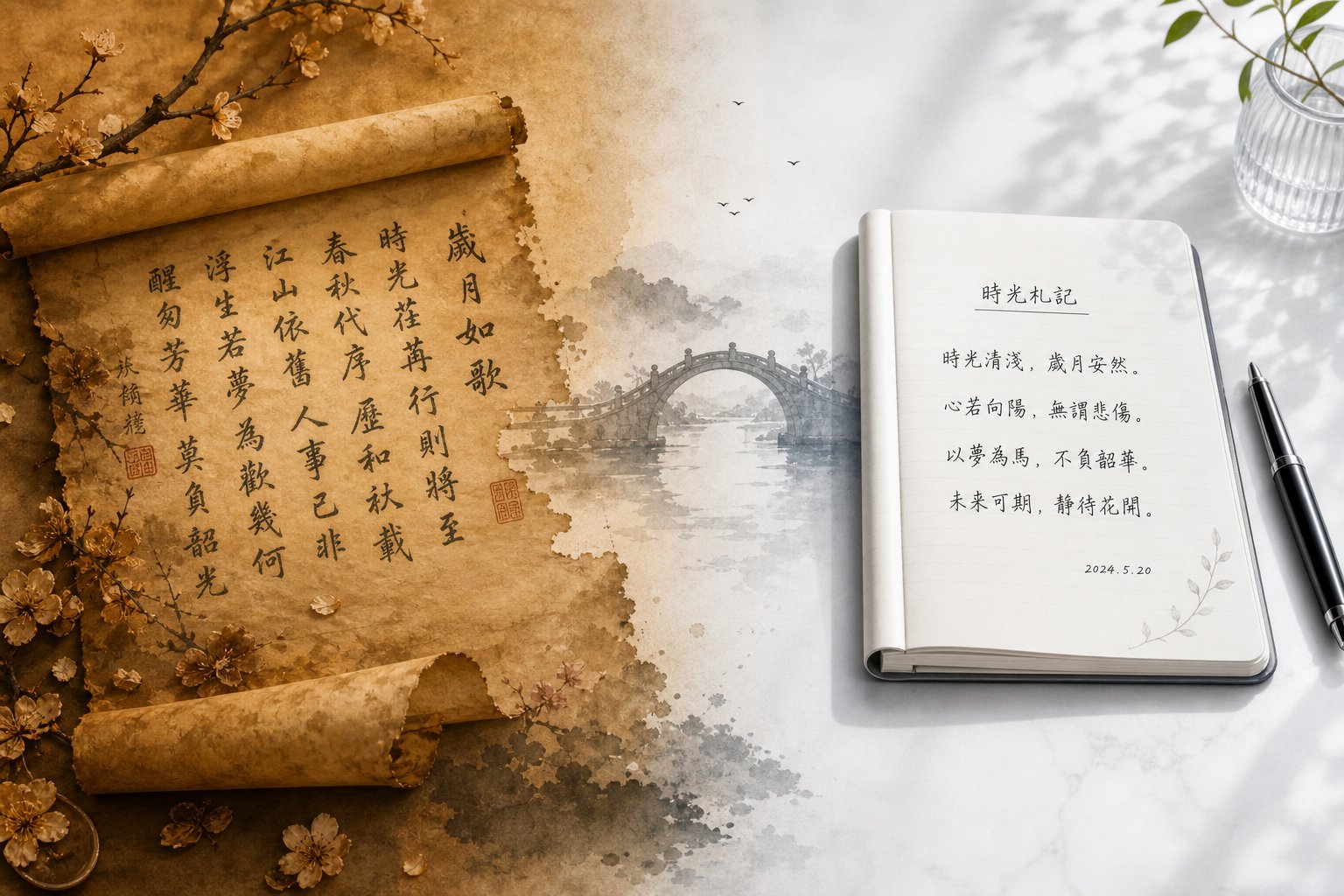 visual contrast between classical and modern chinese naming styles across different historical eras
