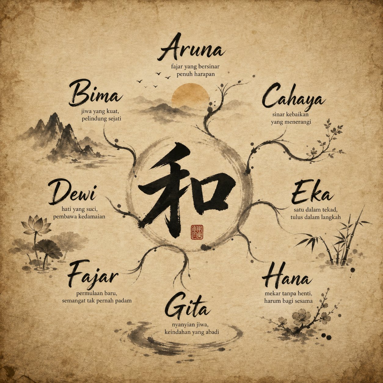 visual representation of how one chinese character branched into multiple indonesian surname adaptations through phonetic transformation