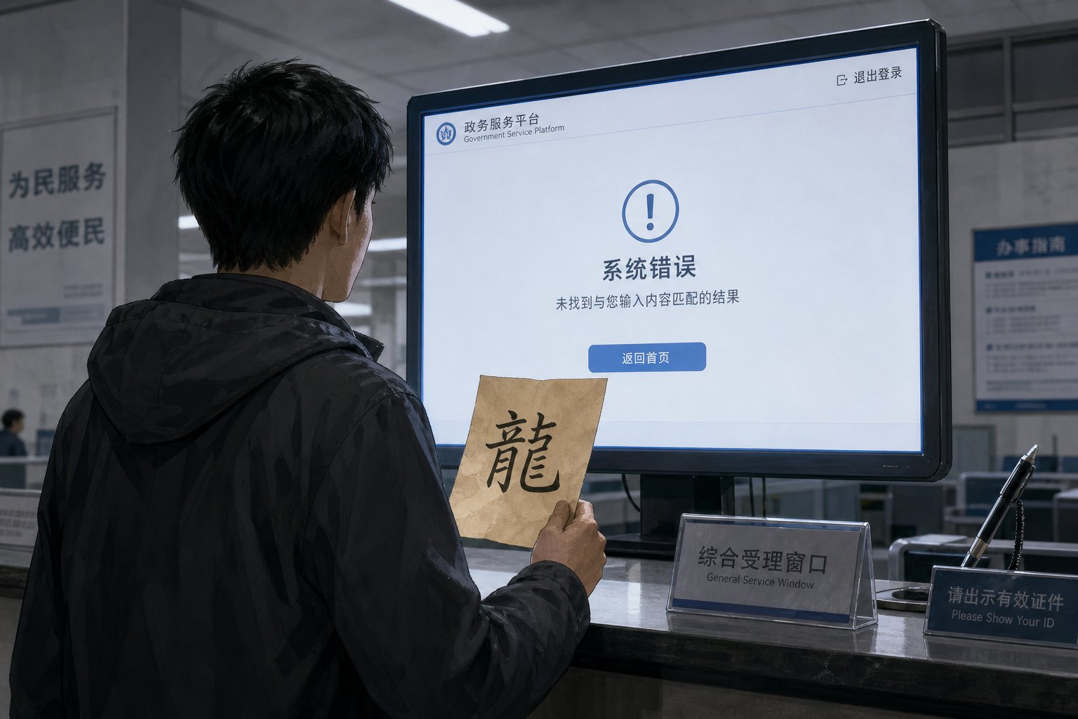 when government computers cannot process a name character citizens face rejection regardless of the name's legal validity
