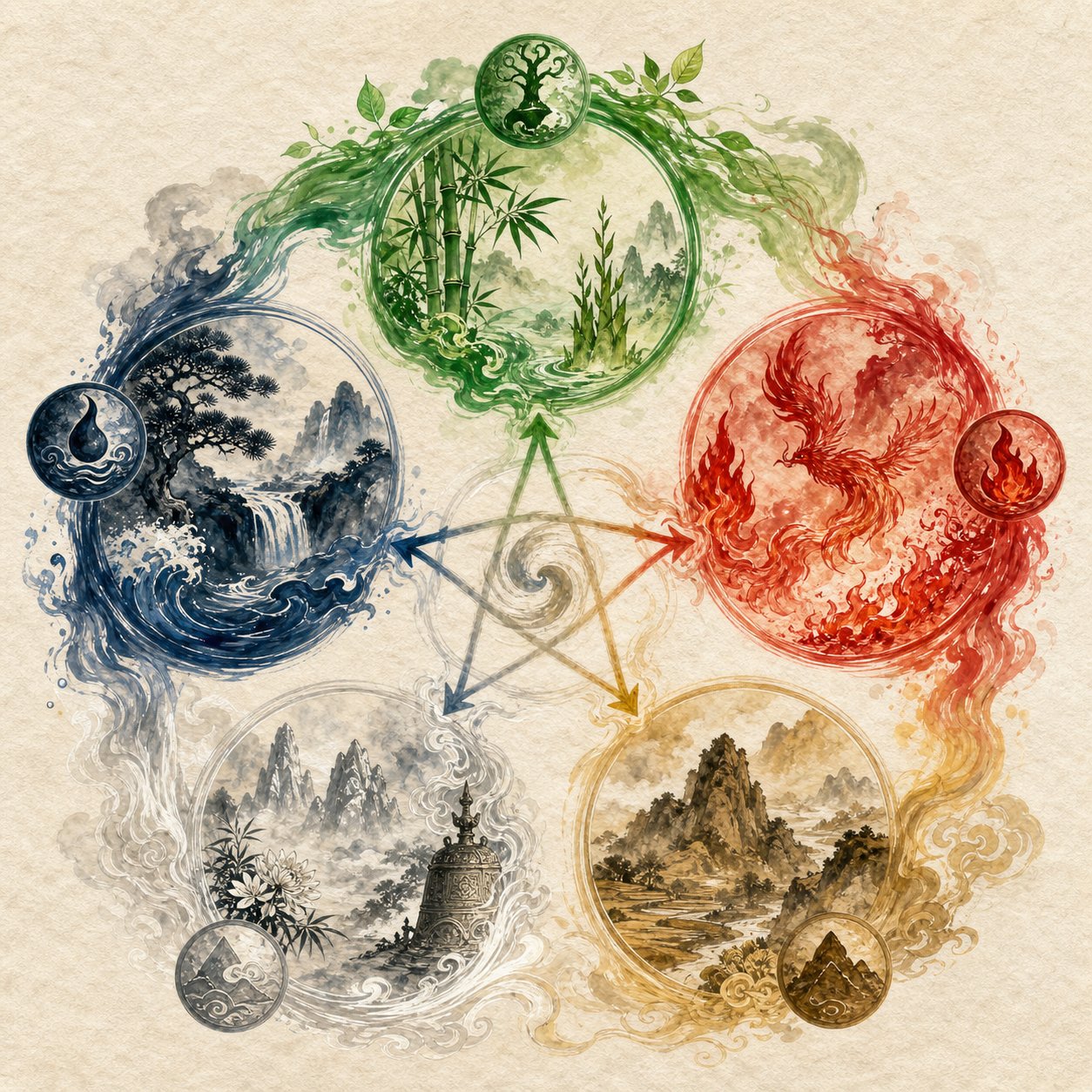 wood as one of the five elements in chinese philosophy representing spring growth and renewal
